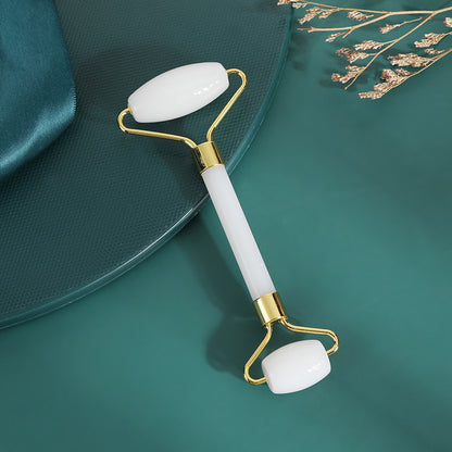 Crystal Pink Head Jade Facial Roller and Gua Sha Massage Tool