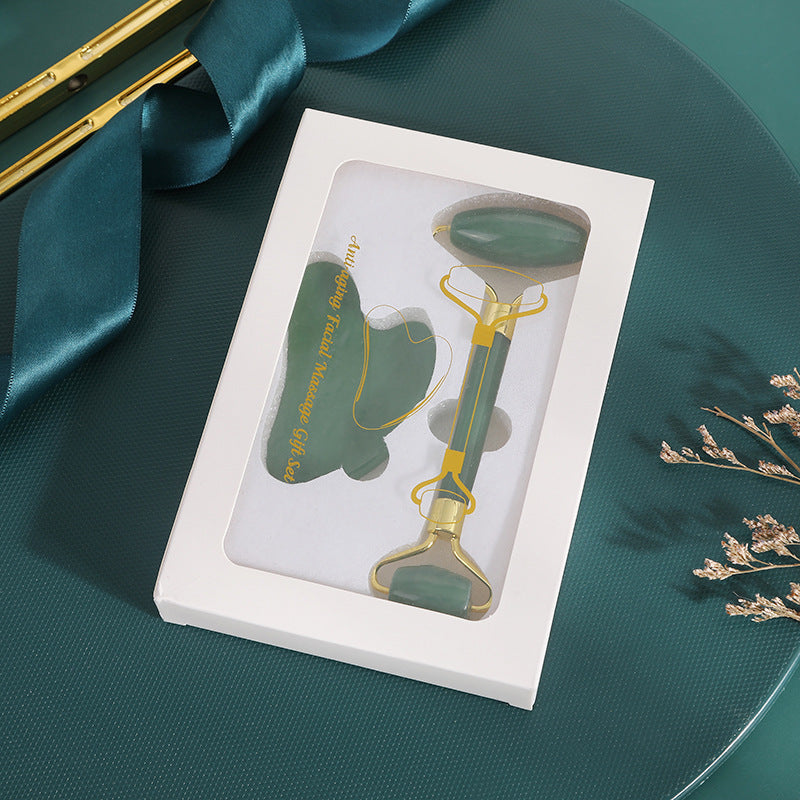 Crystal Pink Head Jade Facial Roller and Gua Sha Massage Tool